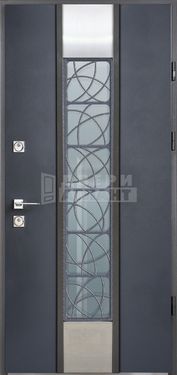 Дверь Порошковое термонапыление с ковкой и стеклом КВ-35