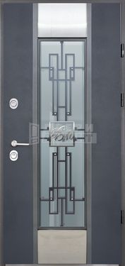 Дверь Порошковое термонапыление с ковкой и стеклом КВ-30