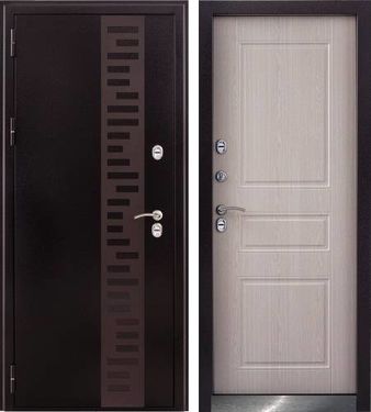 Заводские двери Урал МП с отделкой в цвете Дуб беленый с терморазрывом