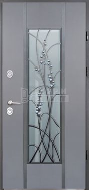 Дверь МДФ с ковкой и стеклом КВ-16