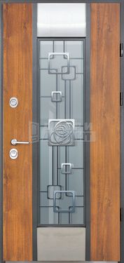 Дверь МДФ с ковкой и стеклом КВ-28