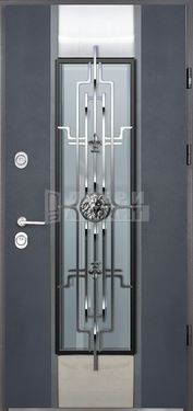 Дверь Порошковое термонапыление с ковкой и стеклом КВ-37