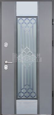 Дверь Порошковое термонапыление с ковкой и стеклом КВ-34